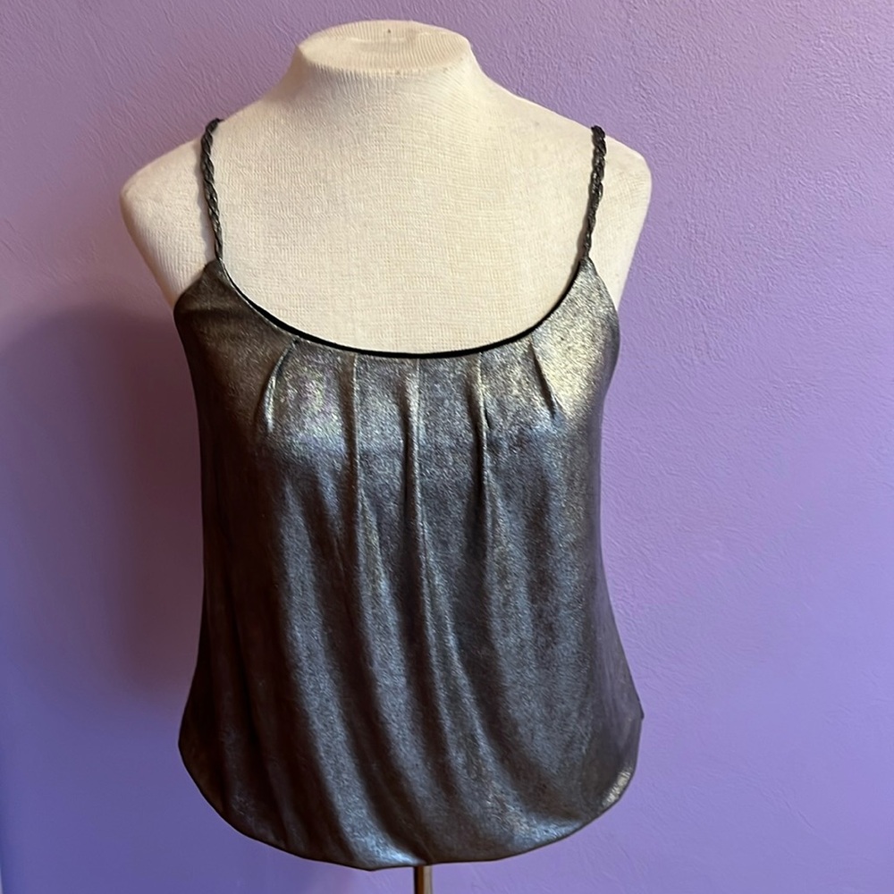 INC International Concepts Metallic Silver Going Out Camisole Size S
